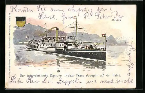 Künstler-AK Österreichischer Dampfer Kaiser Franz Joseph auf der Fahrt