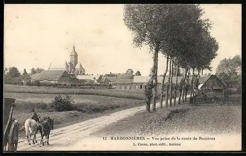 AK Harbonnières, Vue prise de la route de Rouzieres