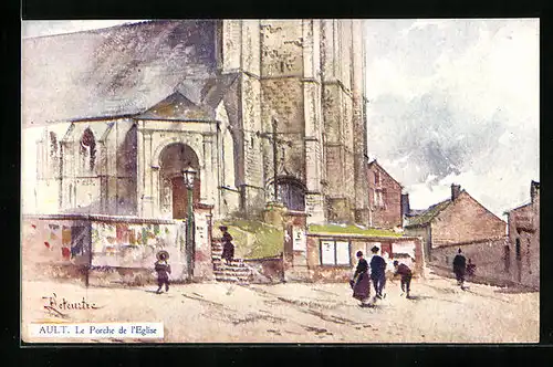 Künstler-AK Ault, Le Porche de l`Eglise