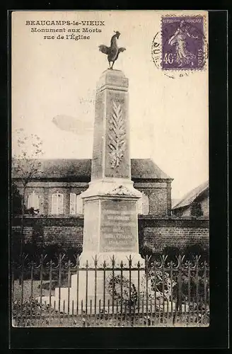 AK Beaucamps-le-Vieux, Monument aux Morts, Rue de l`Église