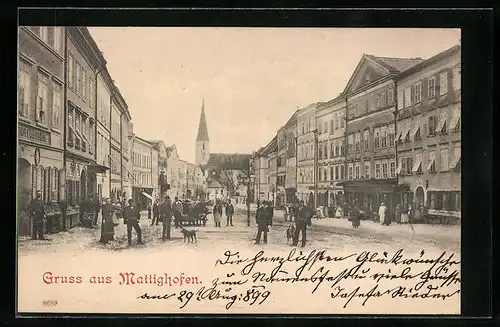 AK Mattighofen, Szene auf dem Marktplatz