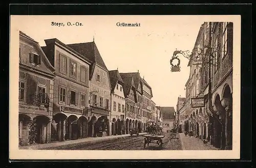 AK Steyr, Grünmarkt mit Geschäften