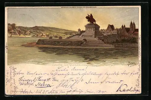 Künstler-AK Carl Biese: Koblenz, Das Kaiserdenkmal