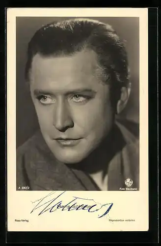 AK Schauspieler Hans Söhnke in der Nahaufnahme, Autograph
