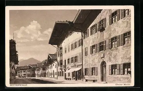 AK Mittenwald, Wohnhäuser am Oberen Markt
