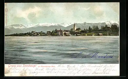 AK Seehaupt /Starnberger See, Seeblick auf die Ortschaft