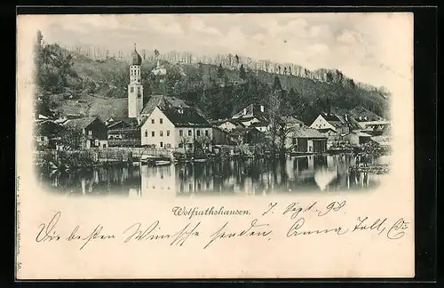 AK Wolfrathshausen, Ortsansicht von der Seeseite