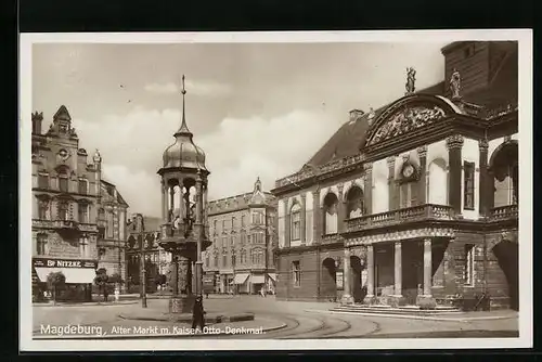 AK Magdeburg, Alter Markt mit dem Kaiser-Otto-Denkmal