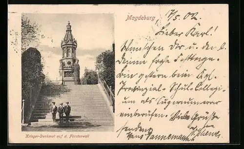 AK Magdeburg, Krieger-Denkmal auf dem Fürstenwall