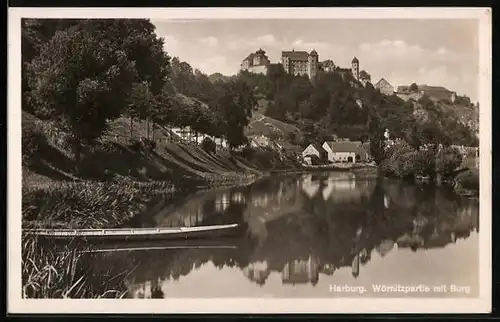 AK Harburg, Wörnitzpartie mit Burg