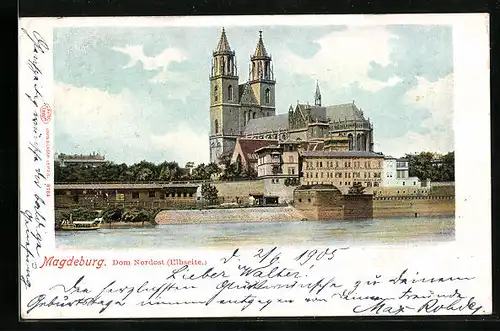 AK Magdeburg, Domansicht von der Elbseite