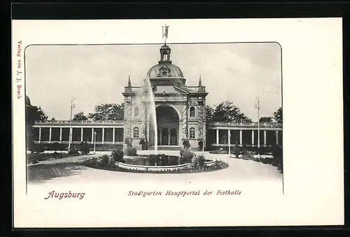 AK Augsburg, Stadtgarten, Hauptportal der Festhalle