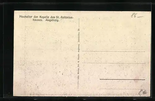 AK Augsburg, Hochaltar der Kapelle des St. Antoniushauses