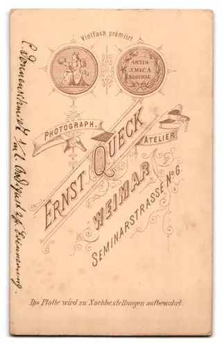 Fotografie E. Queck, Weimar, Seminarstrasse 6, Einjährig-Freiwilliger in Uniform