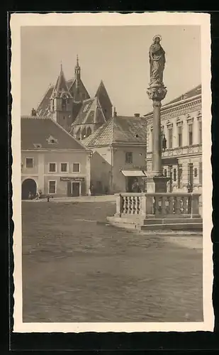 AK Eggenburg, Mariensäule, Kirche