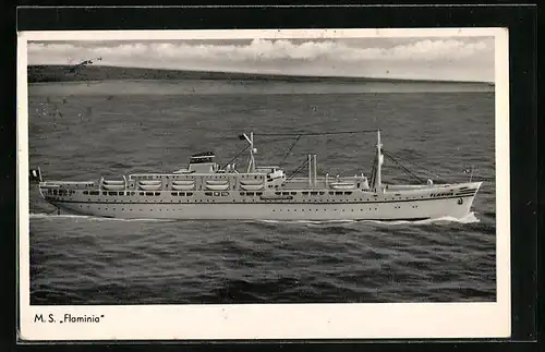 AK Passagierschiff M.S. Flaminia aus der Vogelschau