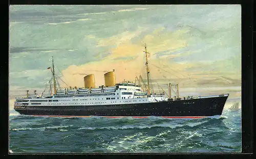Künstler-AK Passagierschiff M. S. Berlin auf hoher See