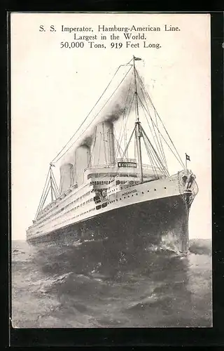 AK Passagierschiff, S. S. Imperator d. Hamburg-Amerika Linie