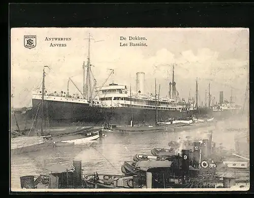 AK Anvers, Les Bassins, Passagierschiff im Hafen