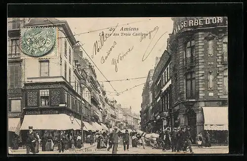 AK Amiens, La rue des Trois Cailloux