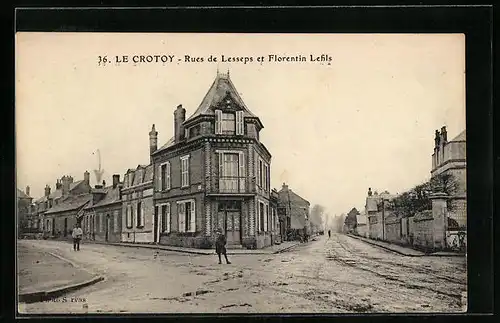 AK Le Crotoy, Rues de Lesseps et Florentin Lefils