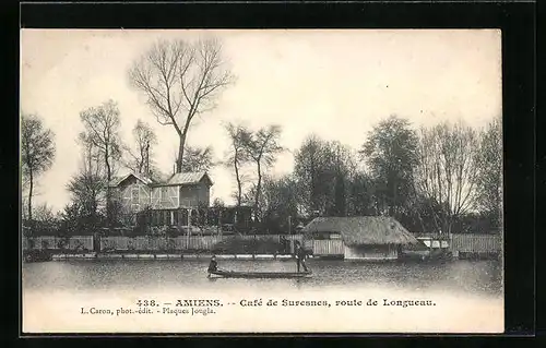 AK Amiens, Café de Suresnes, Route de Longueau
