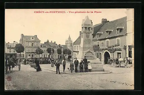 AK Crécy-en-Ponthieu, Vue générale de la Place