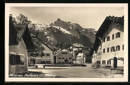 AK Abtenau, Marktplatz gegen Gebirgskette