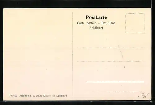 Künstler-AK St. Leonhard, Ortspartie mit Drachenloch