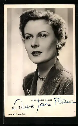 AK Schauspielerin Anne-Marie Blanc in Ich warte auf Dich, Autograph