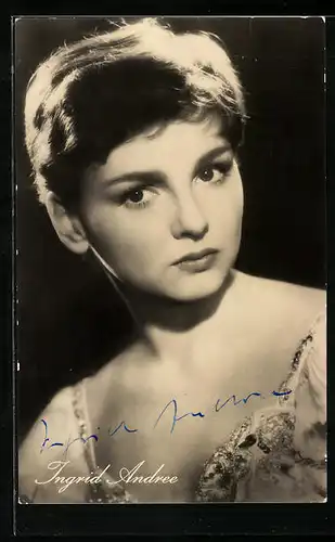 AK Schauspielerin Ingrid Andree in Drei vom Varieté, Autograph