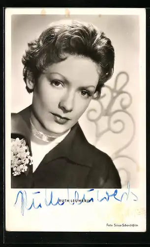 AK Schauspielerin Ruth Leuwerik in Bildnis einer Unbekannten, Autograph