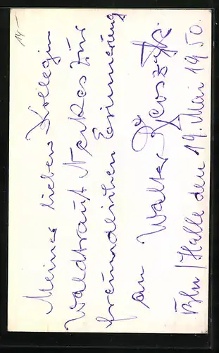 AK Schauspieler Walter Bloszyk mit grossem Hut, Autograph