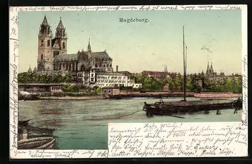 AK Magdeburg, Flusspartie mit Dom