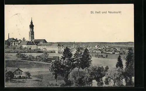 AK St. Veit, Ortsansicht mit Neumarkt