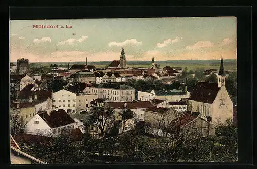 AK Mühldorf a. Inn, Blick über den Ort