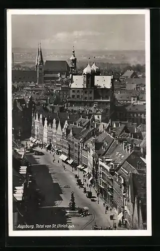 AK Augsburg, Ortsansicht von St. Ulrich aus mit Strassenpartie