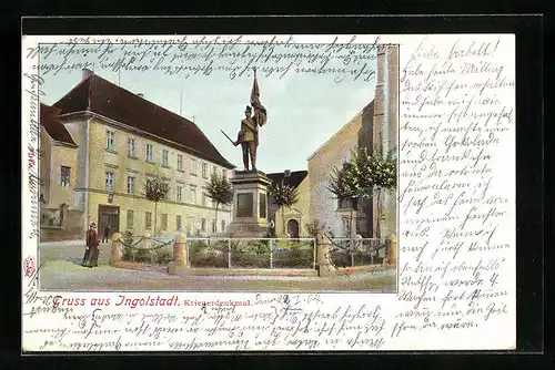 AK Ingolstadt, Strassenpartie mit Kriegerdenkmal