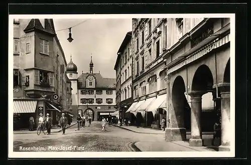 AK Rosenheim, Strassenpartie am Max-Josef-Platz