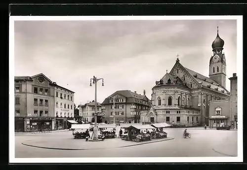 AK Rosenheim /Obb., Strassenpartie am Ludwigsplatz