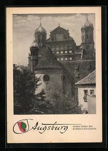 AK Augsburg, Maria Stern mit Rathaus-Rückseite