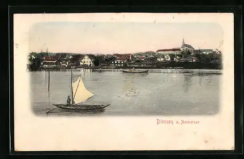 Relief-AK Diessen /Ammersee, Panorama vom Wasser aus