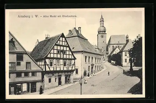 AK Arnsberg i. W., Alter Markt mit Glockenturm