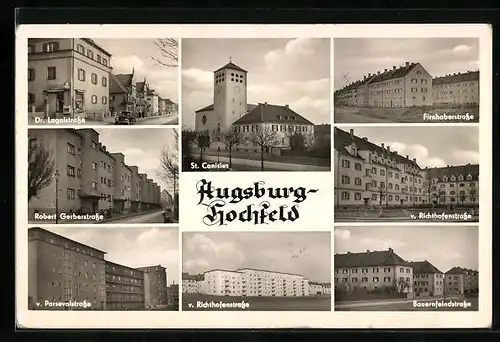 AK Augsburg-Hochfeld, Dr. Lagaistrasse, Robert Gerberstrasse, v. Parsevalstrasse, Bauernfeindstrasse