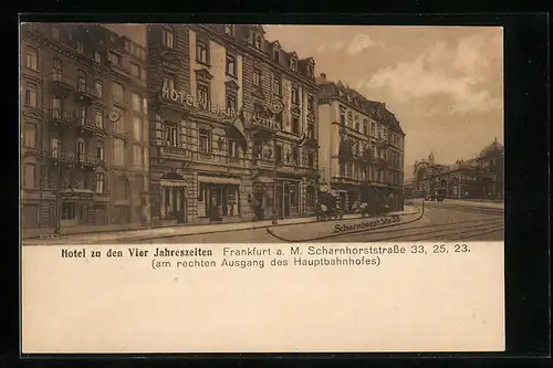 AK Frankfurt a. M., Hotel zu den Vier Jahreszeiten, Scharnhorststrasse 33, 25, 23