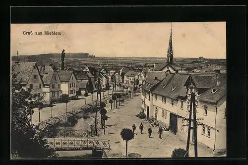 AK Miehlen, Strassenpartie aus der Vogelschau