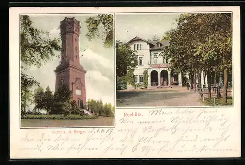 AK Rochlitz, Gasthaus u. Turm Rochlitzer Berg