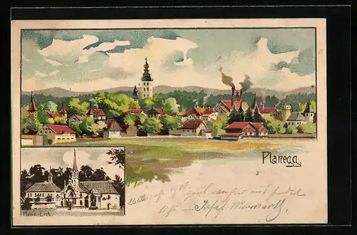 Lithographie Planegg, Maria-Eich, Panorama