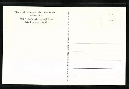 AK Widen, Gasthaus-Café Heinrüti-Rank mit Panorama