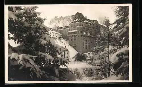 AK Pontresina, Schloss-Hotel im Winter